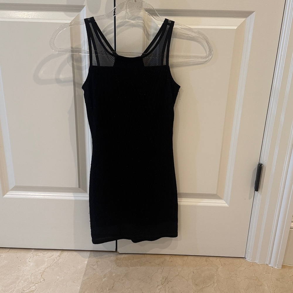 Black Sleeveless Mesh Top Dress with blue sparkles